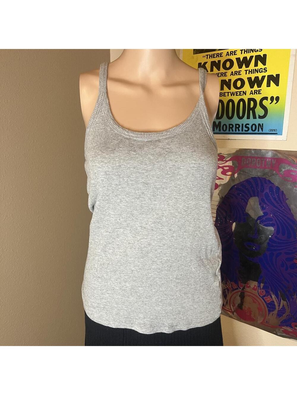 Madewell Grey Ribbed Racerback Tank Top - Picture 4 of 4